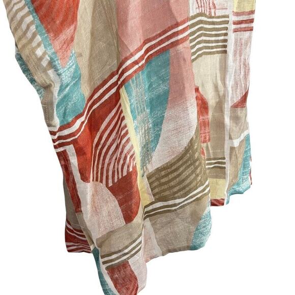 Chicos Womens 100% Linen Geo Blocks Poncho Colorful Oversized Top NWT sz S / M - Picture 2 of 16
